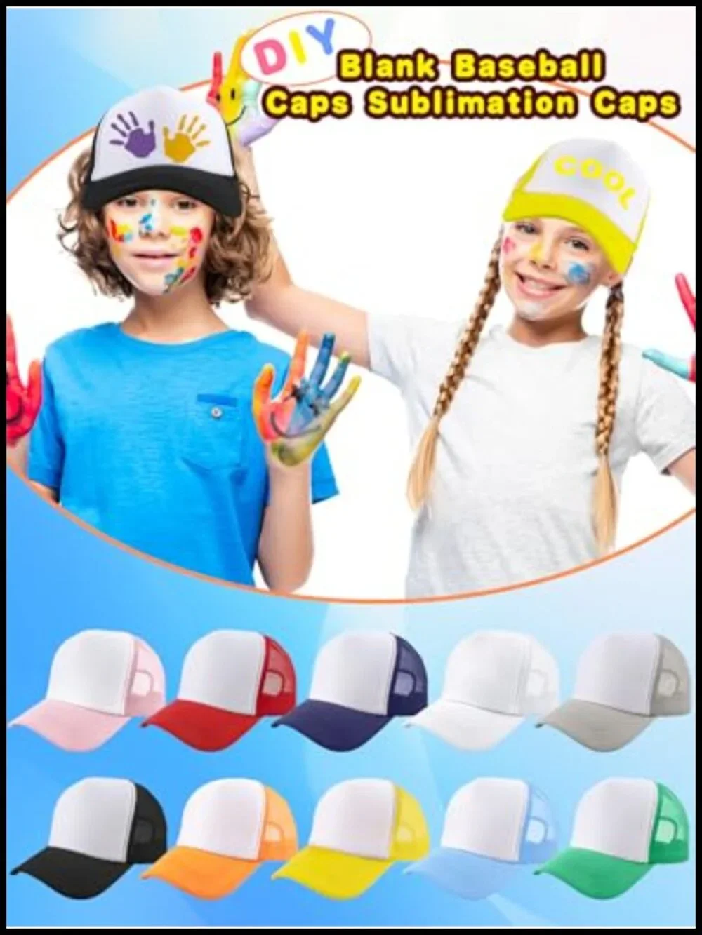 Kids Trucker Hats 20 Pc Sublimation Blank Mesh Baseball Caps Adjustable